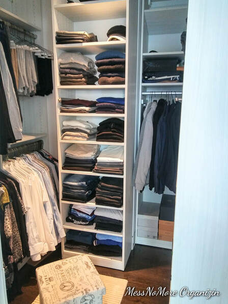 Beautifylly reorganized husband's closet